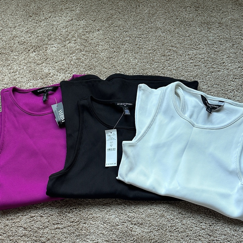 White House Black Market Tank Tops - Black, White, and Purple